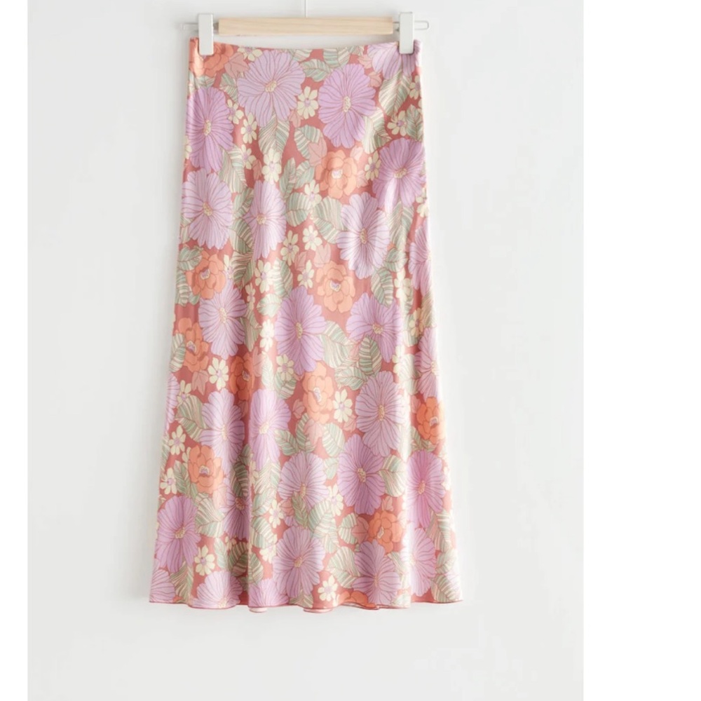 & Other Stories A Line Midi Skirt in Pink Floral